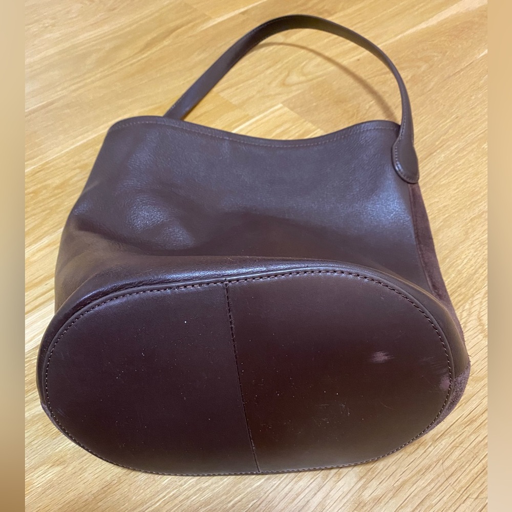 J. Crew Iconic Dark Brown Berkeley Suede and Leather Bucket Bag - Picture 3 of 6